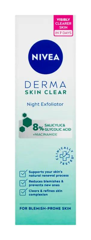 NIVEA Noční exfoliační pleťový peeling Derma Skin Clear, 40 ml