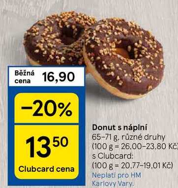 Donut s náplní 65-71 g, různé druhy