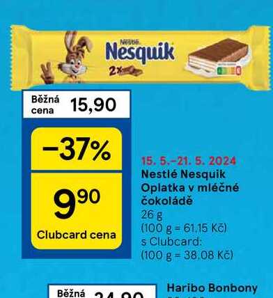 Nestlé Nesquik Oplatka v mléčné čokoládě, 26 g 
