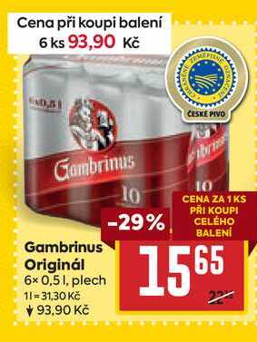 Gambrinus Originál 6x0,5 1, plech