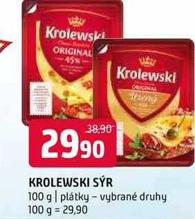Krolewski sýr 100 g plátky vybrané druhy 
