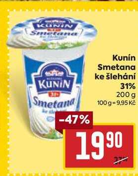 Kunín Smetana ke šlehání 31% 200 g