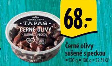Černé olivy sušené s peckou, 130 