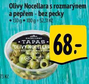 Olivy Nocellara s rozmarýnem a pepřem - bez pecky, 130 g