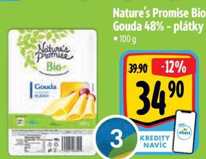 Nature's Promise Bio Gouda 48% - plátky, 100 g