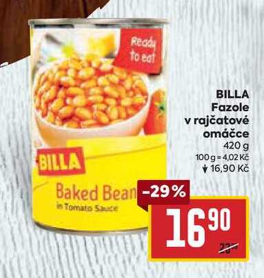 BILLA Fazole v rajčatové omáčce 420 g