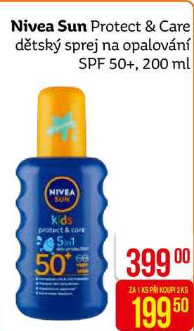 Nivea Sun Protect & Care dětský sprej na opalování SPF 50+, 200 ml 