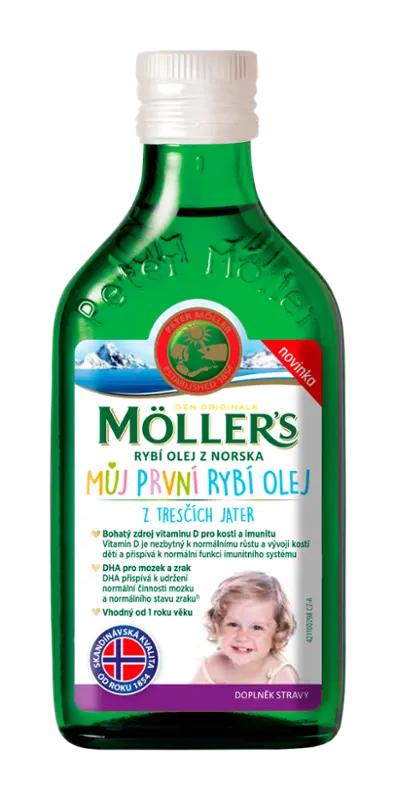 Möller's Můj první rybí olej z tresčích jater pro děti, doplněk stravy, 250 ml