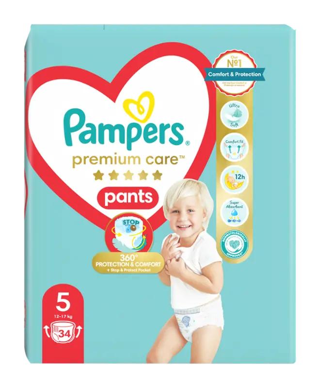 Pampers Plenkové kalhotky Premium Care 12 - 17 kg, vel. 5, 34 ks