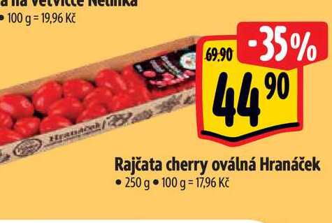   Rajčata cherry oválná Hranáček 250 g 
