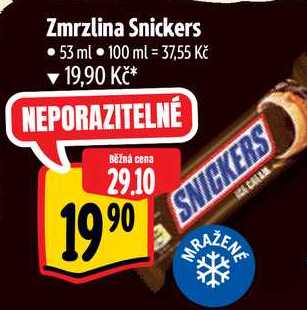 Zmrzlina Snickers, 53 ml 