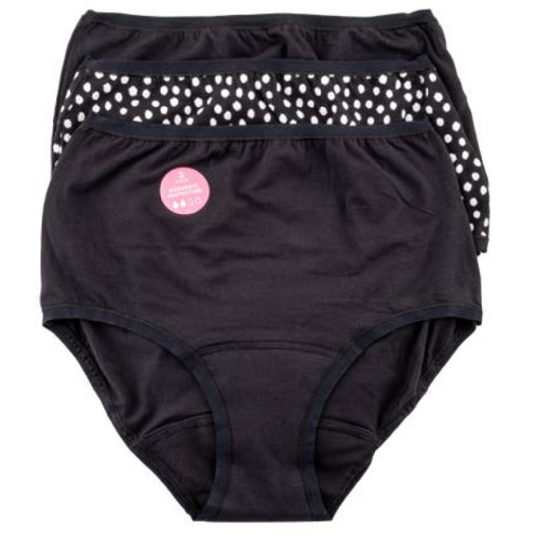 Marks & Spencer Menstruační kalhotky vyššího střihu, středně savé, mix barev s puntíkem, 3 ks, vel. 12