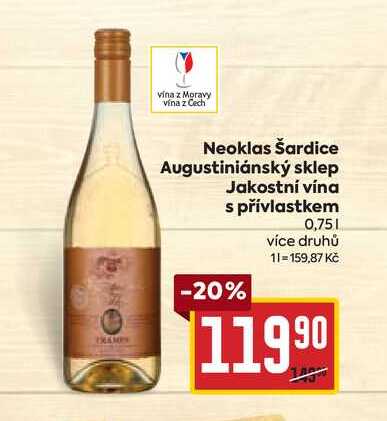 Neoklas Šardice Augustiniánský sklep Jakostní vína s přívlastkem 0,75l