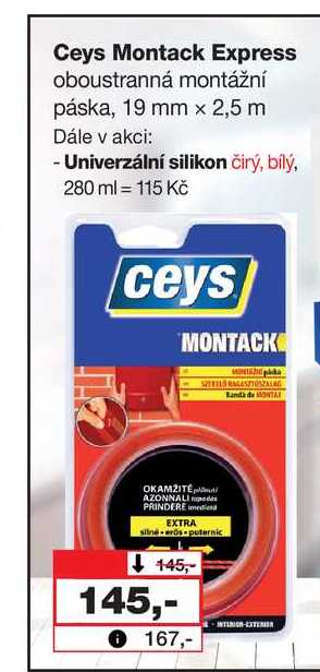 Ceys Montack Express oboustranná montážní páska, 19 mm x 2,5 m 