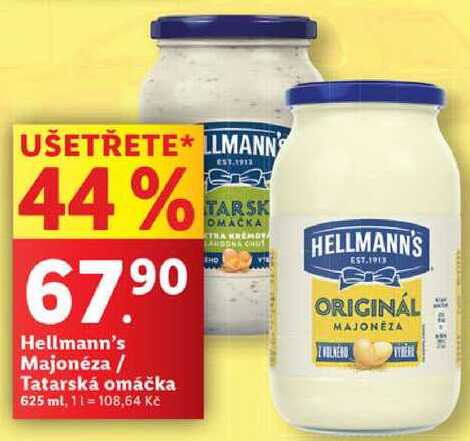 Hellmann's Majonéza/Tatarská omáčka, 625 ml,