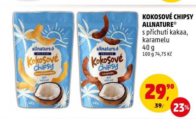 KOKOSOVÉ CHIPSY ALLNATURE, 40 g