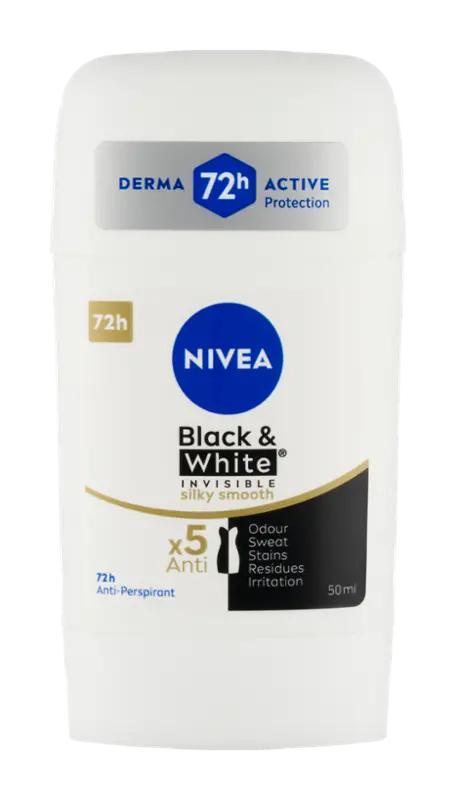 NIVEA Antiperspirant tuhý pro ženy Black & White Silky Smooth, 50 ml