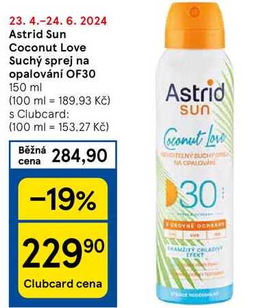 Astrid Sun Coconut Love Suchý sprej na opalování OF30, 150 ml