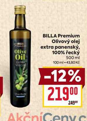 BILLA Premium Olivový olej extra panenský, 100% řecký 500 ml