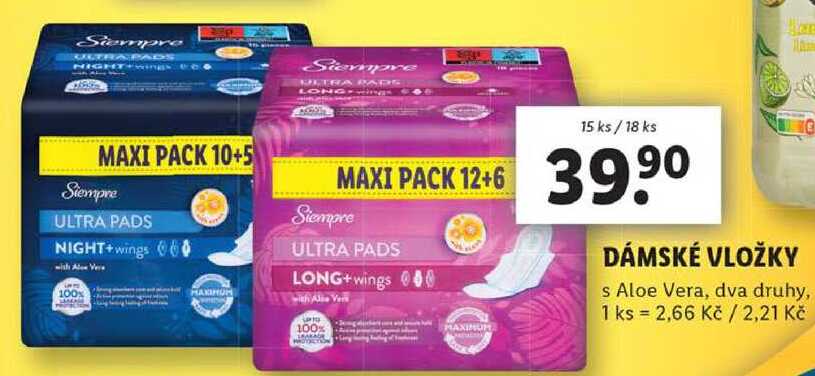 DÁMSKÉ VLOŽKY, 15 ks/18 ks