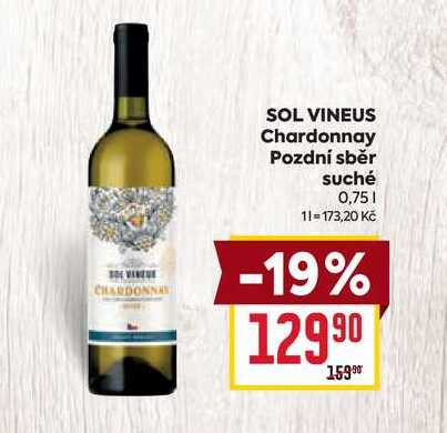 SOL VINEUS Chardonnay Pozdní sběr suché 0,75l 