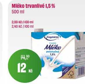 Mléko trvanlivé 1,5% 500 ml 