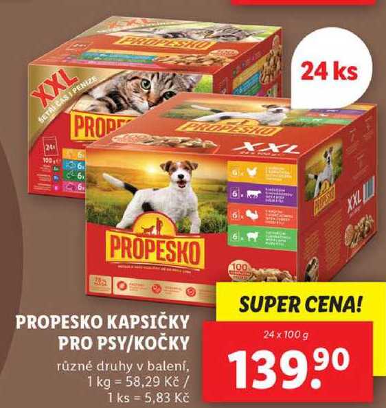 PROPESKO KAPSIČKY PRO PSY/KOČKY, 24x 100 g