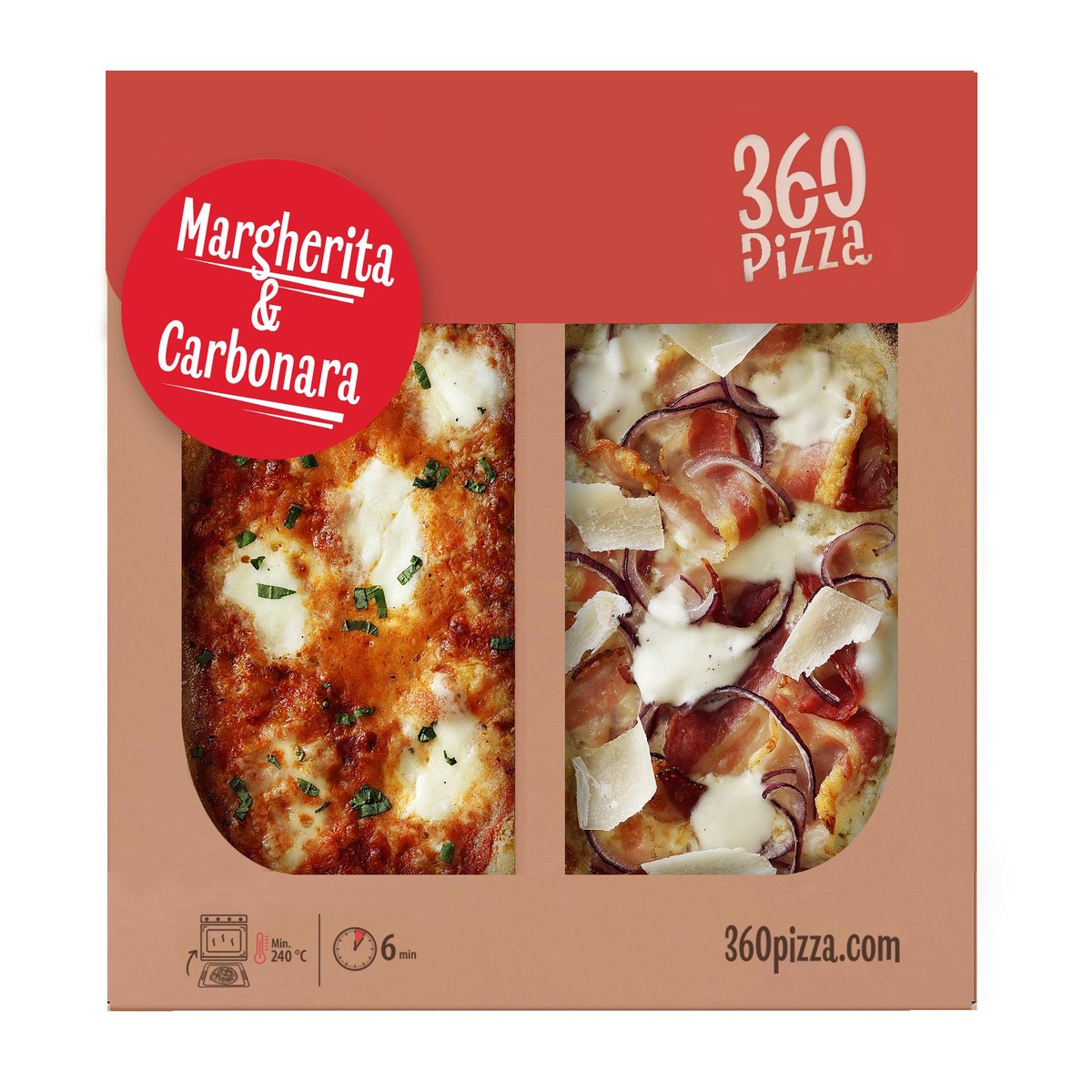 360 Pizza Duo Margherita a Carbonara