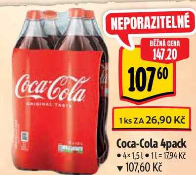 Coca-Cola 4pack, 4x 1,5 l