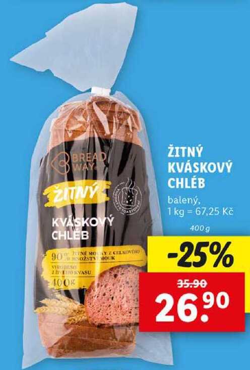 ŽITNÝ KVÁSKOVÝ CHLÉB, 400 g