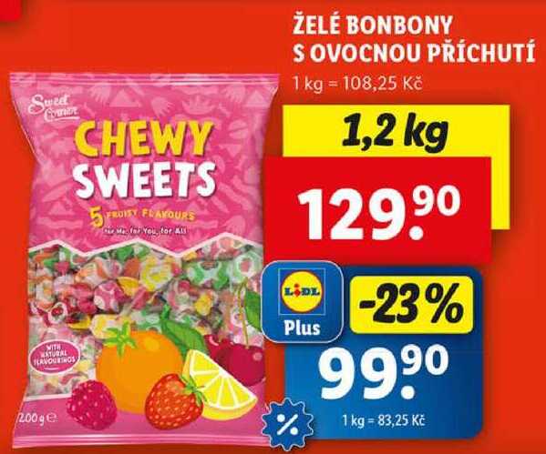 ŽELÉ BONBONY S OVOCNOU PŘÍCHUTÍ, 1,2 kg