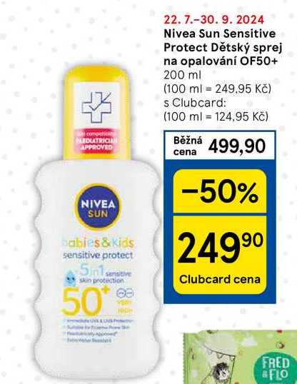 Nivea Sun Sensitive Protect Dětský sprej na opalování, OF50+ 200 ml 