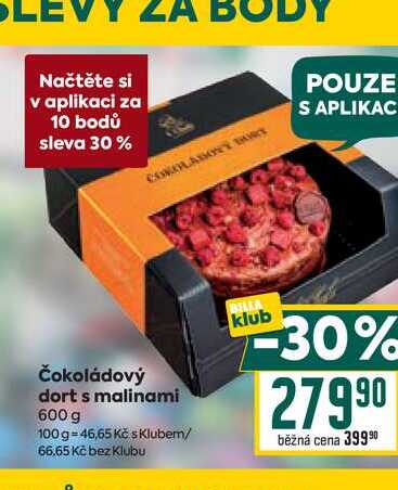 Čokoládový dort s malinami 600 g
