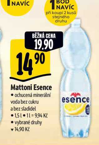 Mattoni Esence ochucená minerální voda bez cukru a bez sladidel 1,5l vybrané druhy