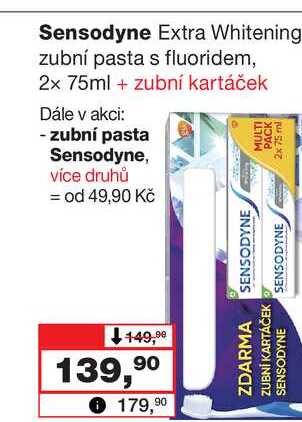 Sensodyne Extra Whitening zubní pasta s fluoridem, 2x 75ml + zubní kartáček