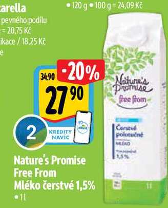   Nature's Promise Free From Mléko čerstvé 1,5% 1 l