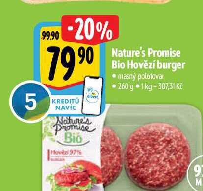 Nature's Promise Bio Hovězí burger masný polotovar 260 g