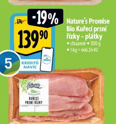 Nature's Promise Bio Kuřecí prsní řízky plátky chlazené 300 g