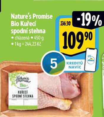 Nature's Promise Bio Kuřecí spodní stehna chlazená 450 g