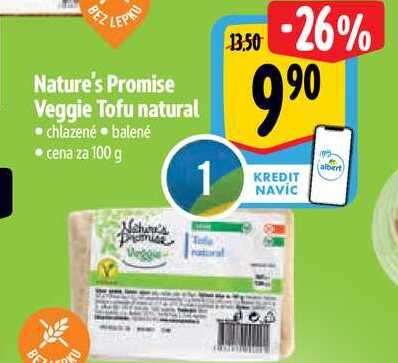 Nature's Promise Veggie Tofu natural chlazené balené cena za 100 g