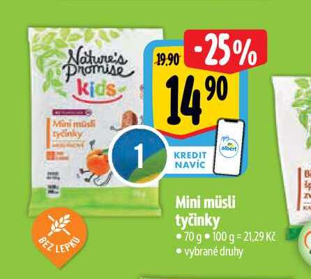 Mini müsli tyčinky 70 g vybrané druhy 