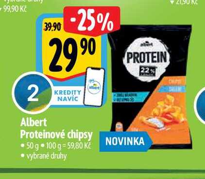 Albert Proteinové chipsy 50 g vybrané druhy 