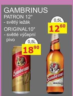 GAMBRINUS PATRON 12° - světlý ležák 0,5l plech