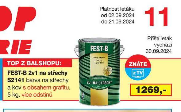 FEST-B 2v1 na střechy S2141 barva na střechy a kov s obsahem grafitu, 5 kg, více odstínů 