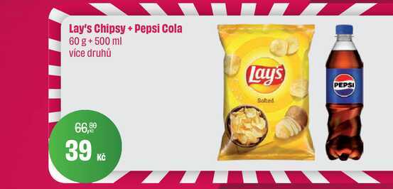 Lay's Chipsy 60 g + Pepsi Cola 500 ml 