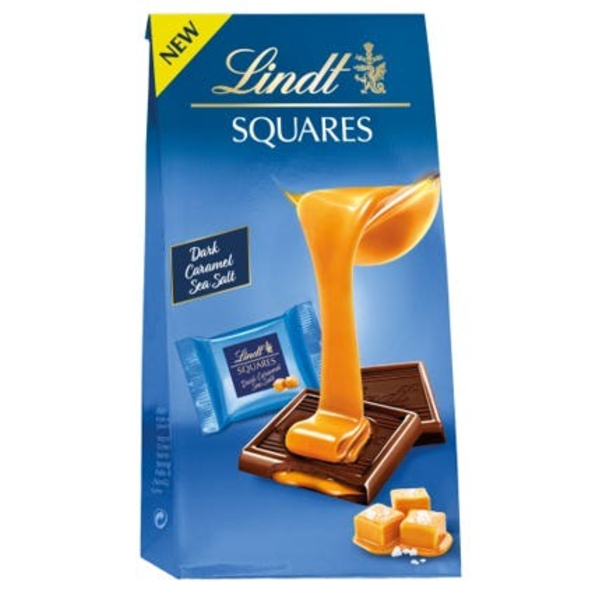 Lindt Squares Bag tmavý karamel s mořskou solí