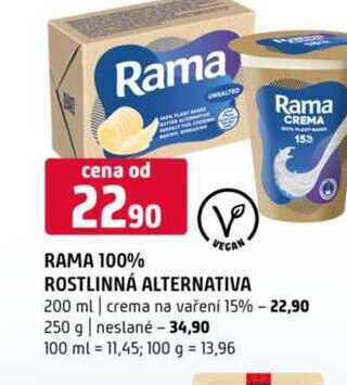 Rama 100% rostlinná alternativa 200ml 250g