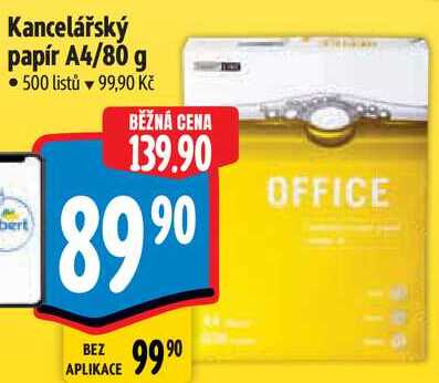 Kancelářský papír A4/80 g, 500 listů  