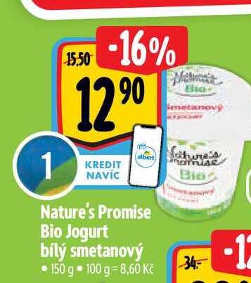   Nature's Promise Bio Jogurt bílý smetanový 150 g 