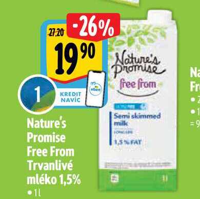   Nature's Promise Free From Trvanlivé mléko 1,5%1 l